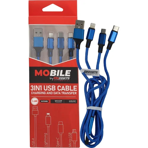 Kábel 3v1 usb-a usb-c lightning 1,2 m EinParts EPMOB11