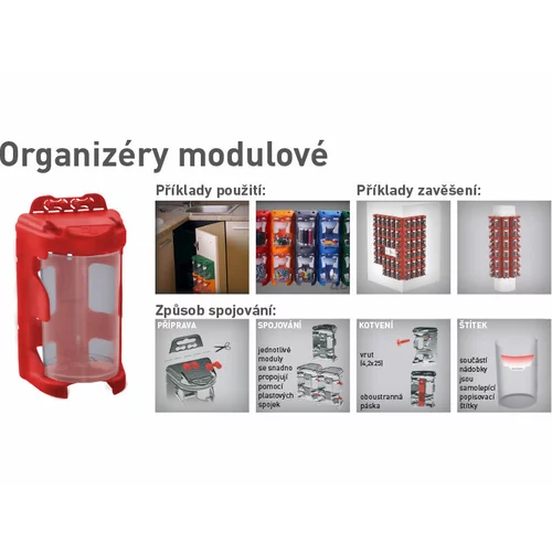 Organizér modulový závesný, 200ml, sivý, PP PREMIUM /EXTOL/ - obr. 1