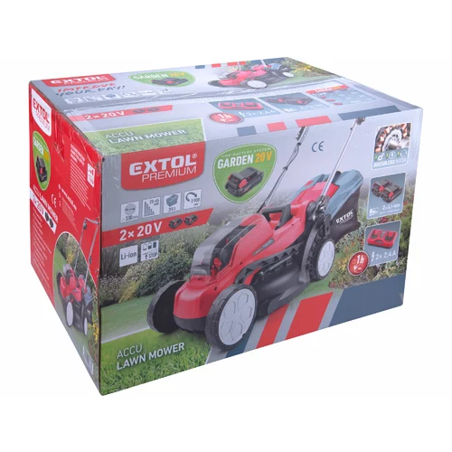 Kosačka na trávu akumulátorová, Garden 20V/2x2Ah, priemer kosenia 33cm, PREMIUM /EXTOL/ - obr. 9
