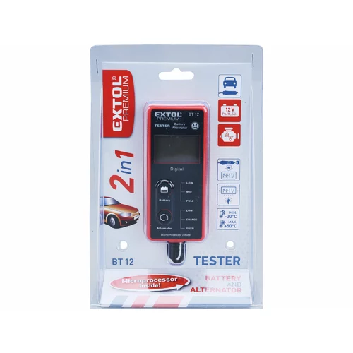 Tester autobatérie a alternátoru digitálny, 2 funkcie, PREMIUM /EXTOL/ - obr. 1
