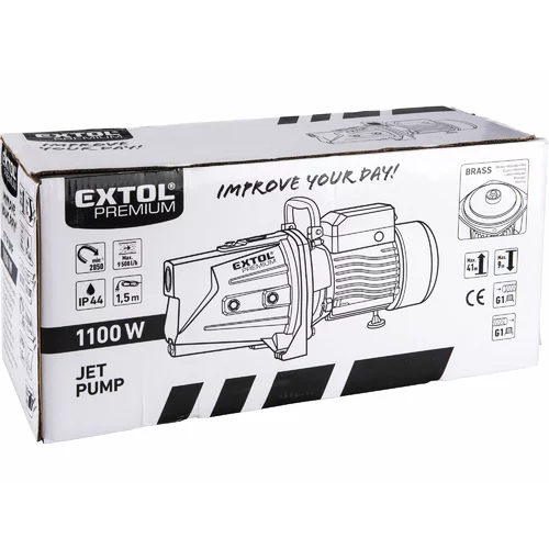 Čerpadlo prúdové, príkon 1100W, 9500l/hod, max. výtlak 41m, PREMIUM /EXTOL/ - obr. 3