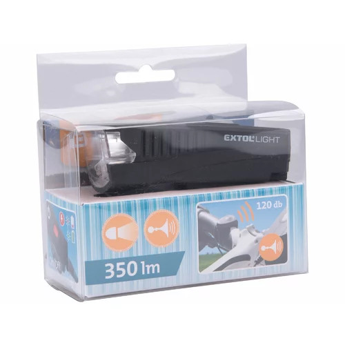 Svietidlo na bicykel, 350lm, 1,2Ah Li-Po, IPX4, microUSB nabíjanie, klaksón, LIGHT /EXTOL/ - obr. 8