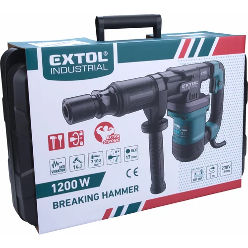 Kladivo sekacie HEX 17mm, 1200W, energia úderu 14J, antivibračná rukoväť, INDUSTRIAL /EXTOL/ - obr. 6