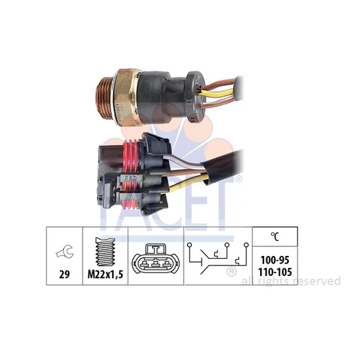 Teplotný spínač ventilátora chladenia FACET 7.5615