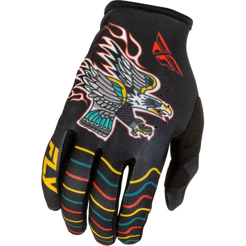 Rukavice LITE AMERICANA FLY RACING 379-7142X USA 2026, (čierna/červená/zlatá, veľkosť 2XL)