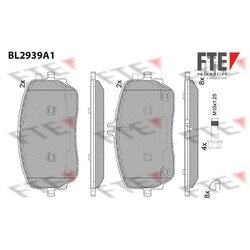 Sada brzdových platničiek kotúčovej brzdy FTE BL2939A1