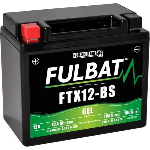 Batéria 12V FULBAT YTX12-BS GEL, 10Ah, 180A, bezúdržbová GEL technológia 150x87x130, (aktivovaná vo výrobe)