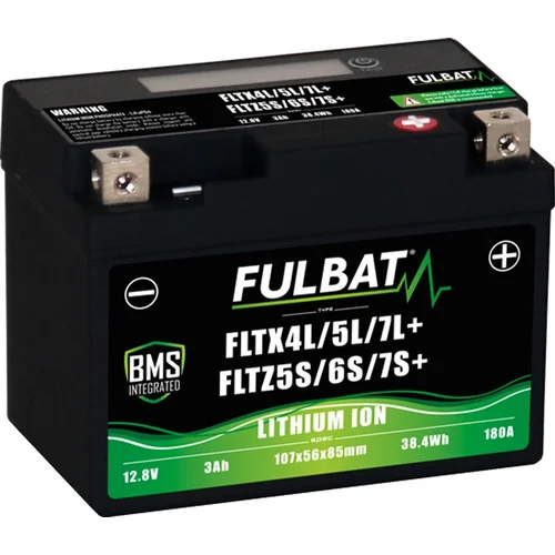 Lítiová batéria LiFePO4 YTX4L-BS FULBAT YTX5L-BS, YTZ5S-BS 12V, 3Ah, 180A, hmotnosť 0,60 kg, 107x56x85