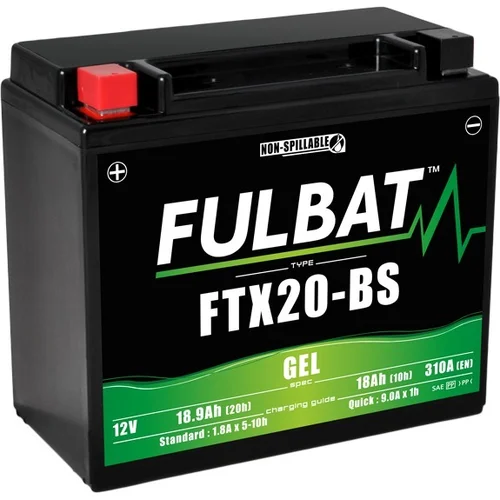 Batéria 12V FULBAT YTX20-BS GEL, 12V, 18Ah, 310A, bezúdržbová GEL technológia 175x87x155, (aktivovaná vo výrobe)
