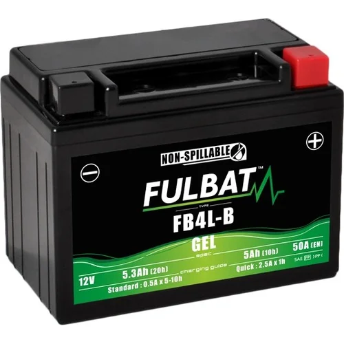 Batéria 12V FULBAT YB4L-B GEL, 12V, 5Ah, 50A, bezúdržbová GEL technológia 120x70x92, (aktivovaná vo výrobe)