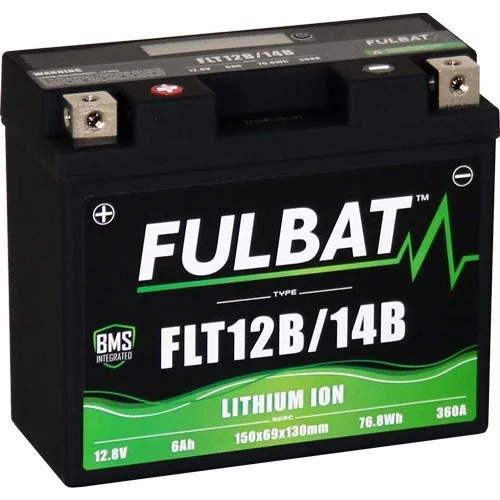 Lítiová batéria LiFePO4 YT12B-BS FULBAT YT14B-BS 12V, 6Ah, 360A, hmotnosť 0,82 kg, 150x69x130