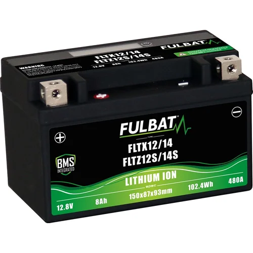 Lítiumová batéria LiFePO4 YTX12-BS FULBAT YTX14-BS, YTZ12S-BS, YTZ14S-BS 12V, 8Ah, 480A, hmotnosť 1,20 kg, 150x87x93