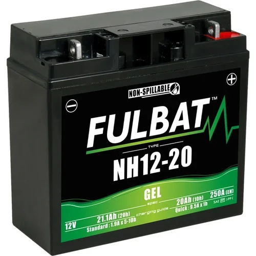Batéria 12V FULBAT NH12-20 GEL, 20Ah, 250A, bezúdržbová GEL technológia 186x82x171, (aktivovaná vo výrobe)