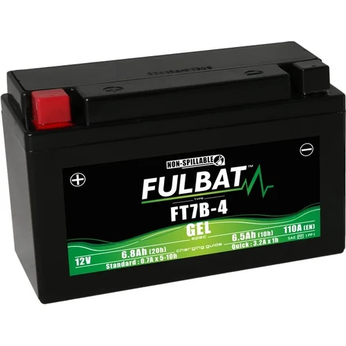 Batéria 12V FULBAT YT7B-4 GEL, 12V, 6.5Ah, 110A, bezúdržbová GEL technológia 150x65x93, (aktivovaná vo výrobe)