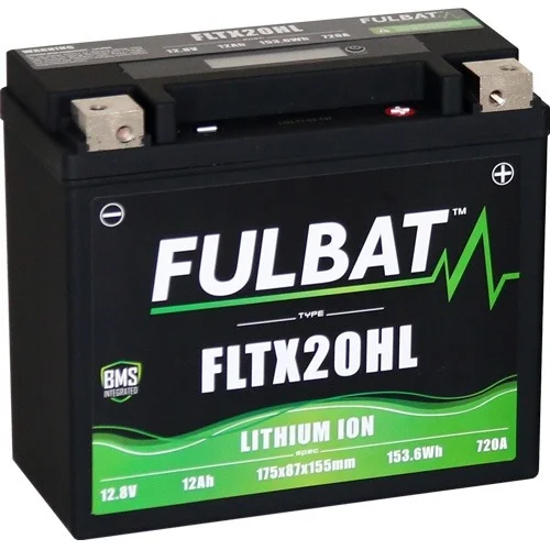 Lítiová batéria LiFePO4 YTX20HL-BS 12V FULBAT 12Ah, 720A, 1,12 kg, 175x87x155mm nahrádza typy, (YB16CL-B, YTX20HL-BS, YTX20L-BS)