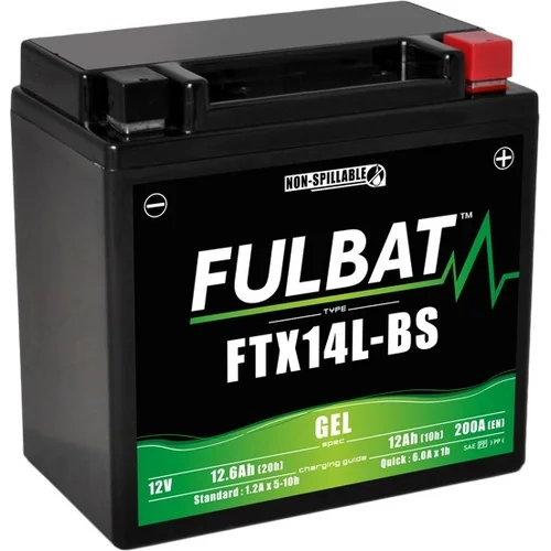 Batéria 12V FULBAT YTX14L-BS GEL, 12V, 12Ah, 200A, bezúdržbová GEL technológia 150x87x145, (aktivovaná vo výrobe)