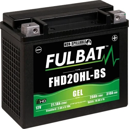 Batéria 12V FULBAT YTX20HL-BS GEL, (Harley.D), 20Ah, 310A, bezúdržbová GEL technológia 175x87x155, (aktivovaná vo výrobe)