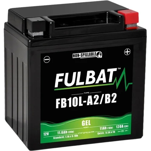 Batéria 12V FULBAT YB10L-A2/B2 GEL, 12V, 11Ah, 120A, bezúdržbová GEL technológia 133x90x145, (aktivovaná vo výrobe)