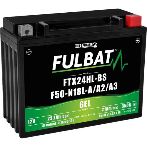 Batéria 12V FULBAT YTX24HL-BS / F50-N18L-A3 GEL, 21Ah, 350A, bezúdržbová GEL technológia 205x87x162, (aktivovaná vo výrobe)