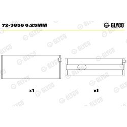 Ložisko kľukového hriadeľa GLYCO 72-3856 0.25mm