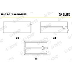 Ložisko kľukového hriadeľa GLYCO H1020/5 0.50mm
