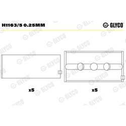 Ložisko kľukového hriadeľa GLYCO H1163/5 0.25mm