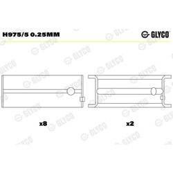 Ložisko kľukového hriadeľa GLYCO H975/5 0.25mm
