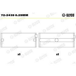 Ložisko kľukového hriadeľa GLYCO 72-2439 0.25mm