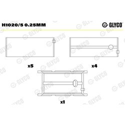 Ložisko kľukového hriadeľa GLYCO H1020/5 0.25mm