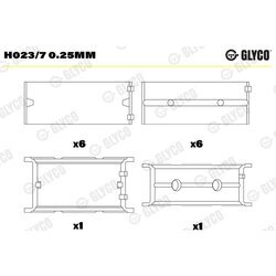 Ložisko kľukového hriadeľa GLYCO H023/7 0.25mm