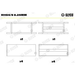 Ložisko kľukového hriadeľa GLYCO H1104/5 0.25mm