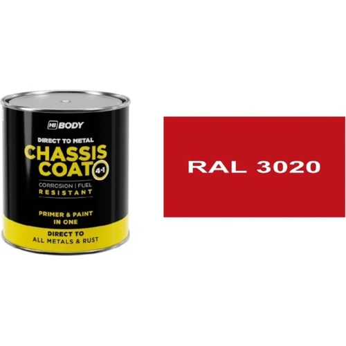 Farba na kov HB BODY 410 chassis coat, polomat - farba na kov a strechy 4 v 1 RAL 3020 750ml