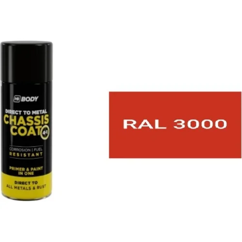 HB BODY 410 chassis coat, polomat - farba na kov a strechy 4 v 1 RAL 3000 sprej 400ml