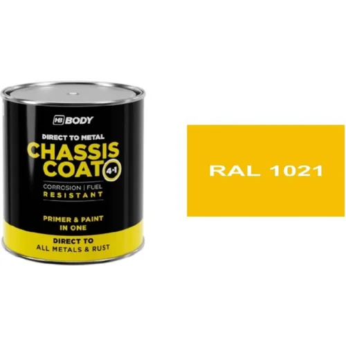 Farba na kov HB BODY 410 chassis coat, polomat - farba na kov a strechy 4 v 1 RAL 1021 750ml