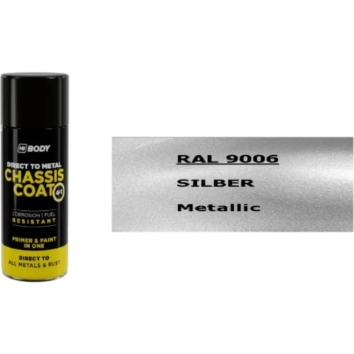 HB BODY 410 chassis coat, polomat - farba na kov a strechy 4 v 1 RAL 9006 sprej 400ml