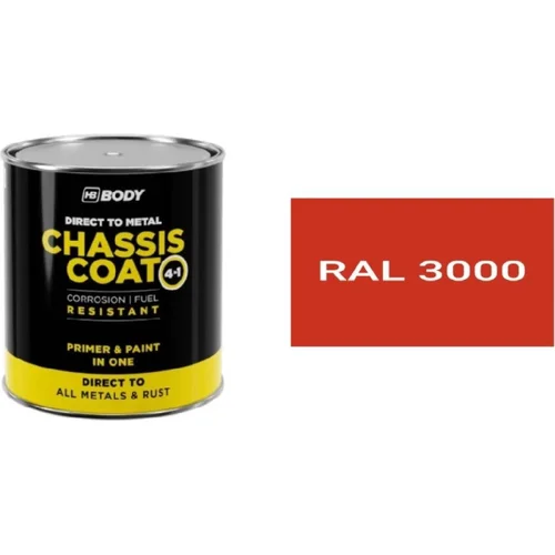 Farba na kov HB BODY 410 chassis coat, polomat - farba na kov a strechy 4 v 1 RAL 3000 750ml
