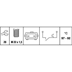 Teplotný spínač ventilátora chladenia HELLA 6ZT 007 801-051 - obr. 1