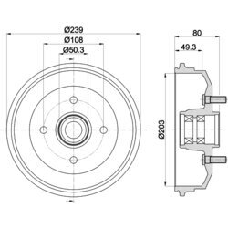 Brzdový bubon HELLA 8DT 355 302-891 - obr. 3