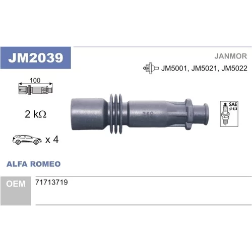 Pripájací konektor zapaľovacej cievky JANMOR JM2039