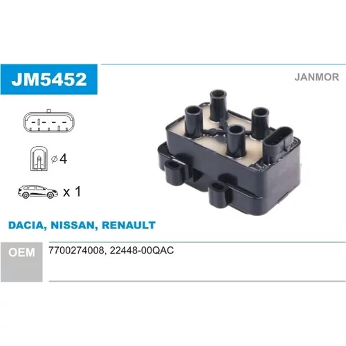 Zapaľovacia cievka JANMOR JM5452