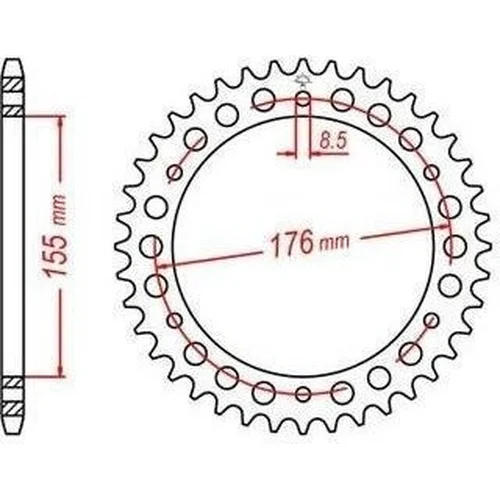 Oceľová rozeta pre sekundárne reťaze typu 530 JT JTR2011.45 Anglicko, (45 zubov)