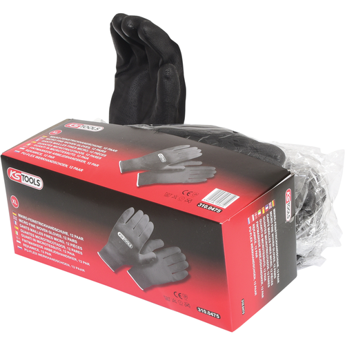 Mikrojemné pletené rukavice - čierne, 10, 12 párov /KS-Tools/ - obr. 3