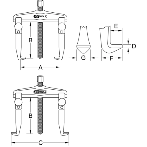 Hydraulický rýchloupínací univerzálny sťahovák, 2-ramenný s predĺženým hákom, 140-640 mm, 225 mm /KS-Tools/ - obr. 5