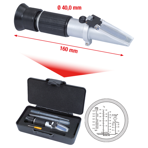Refraktometer - optický skúšobný prístroj na batériovú kvapalinu, nemrznúcu kvapalinu a prísady AdBlue® /KS-Tools/