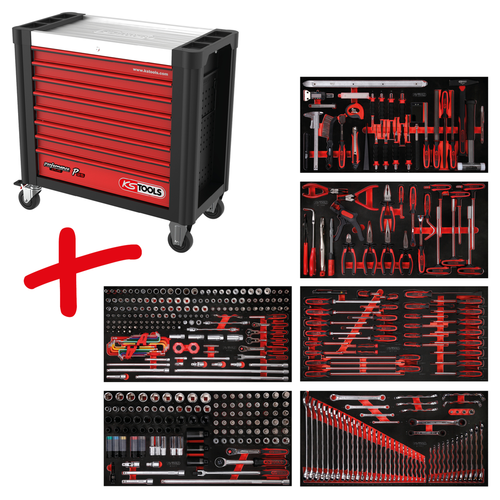 Performanceplus súprava dielenského vozíka P25 so 446 náradiami pre 6 zásuviek