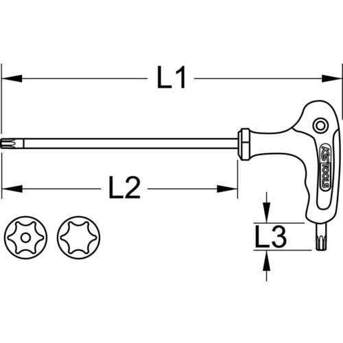 Uhlový čapový kľúč Torx s T-rukoväťou, otvor, TB10 /KS-Tools/ - obr. 5