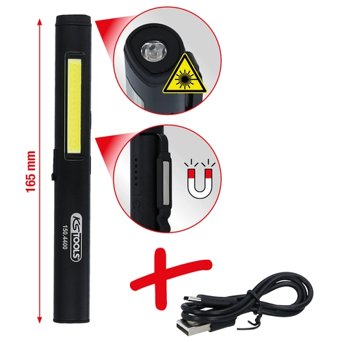 LED COB Stripe inšpekčná lampa 350 lumenov s UV bodovou LED diódou a laserovým ukazovateľom