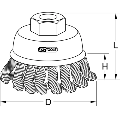 Misková kefa z oceľového drôtu 0,5mm, Ø 65mm /KS-Tools/ - obr. 4