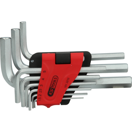 Súprava uhlových čapových kľúčov s vnútorným šesťhranom, v sklápacom držiaku,9-dielna,1,5-10mm /KS-Tools/