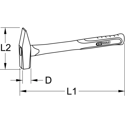 Zámočnícke kladivo s rúčkou zo sklených vlákien, 600g /KS-Tools/ - obr. 4